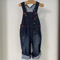 ミキハウス オーバーオール 80 デニム サロペット くま刺繍