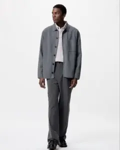 UNIQLO ミラノリブシャツカーディガン　グレー　M