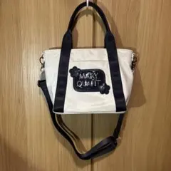 MARY QUANT スパンコールロゴ2WAYミニトート　　ホワイト