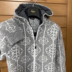 美品サイズM/CHERVO/暖かフリース/フード付フルJIP/ニットジャケット