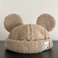 ディズニーリゾート　ボアキャップ　ミッキー　耳　ベージュ　58cm