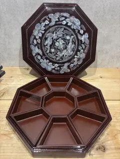 螺鈿 鶴 蒔絵 二段重箱 重箱 漆器 お重 木箱付き おせち 正月 漆芸