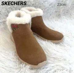 Skechers ムートンブーツ 23cm キャメル　ショートブーツ　刺繍　花柄