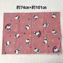 サンリオ　ハローキティ プリント生地 赤チェック 約74cm x 101cm