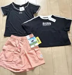 【新品】140サイズ 水陸両用 キュロットパンツ 半袖 リボン 3点セット