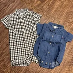 GAP ギンガムチェック　ロンパース　デニム