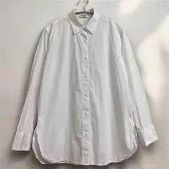 ホワイト 長袖シャツ コットン