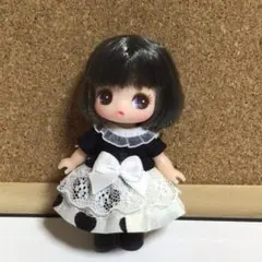 ぷちリカちゃん　半袖ワンピ　レース重ね　(黒)のサムネイル