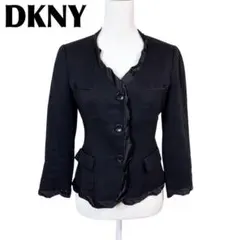 【美品】DKNY シルク リネン混 春夏ノーカラージャケット 2のサムネイル