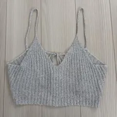 DISCOAT シルバーラメリブ編みビスチェ