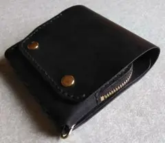 【新型】超軽量！★スマート・トラッカーウォレットＬ改　ブラック★栃木レザーヌメ革