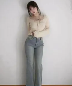 Heart stitch denim andmary M blue beige