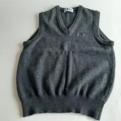 【SALE】ウール Vネック ベスト グレー　ニット　Lakeland