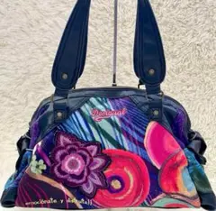 Desigual デシグアル　カラフル花柄　トートバッグ　ハンドバッグ　刺繍