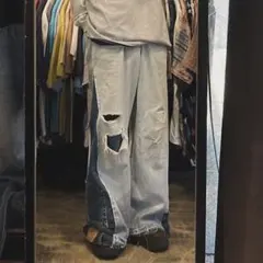 Levi's リーバイス　リメイク ダメージ　フレアデニム　古着　ジーンズのサムネイル
