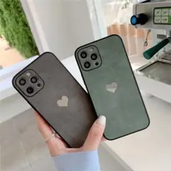 iPhone13 スウェードハート韓国 かわいい お洒落　ペアケース