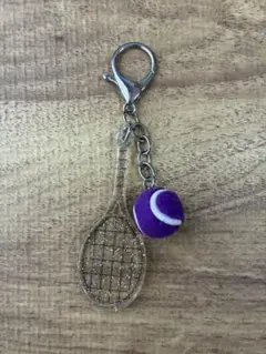 美品　テニスラケット＆ボールキーホルダー　ジャラジャラチャーム