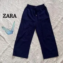 ZARA/ザラ/イージーパンツ/リネン混/ネイビー/涼しい/ナチュラル/S