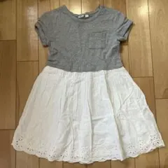 GAP KIDS 半袖ワンピース M グレー/ホワイト