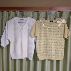 2点セット ニット レディース 日本製 Mサイズ フリーサイズ セーター レトロ