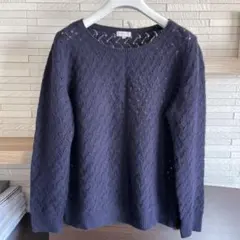 MACKINTOSH PHILOSOPHYネイビー レース編み長袖ニットセーター