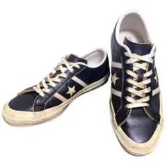 converse STAR & BARS US レザー ブラック 25.5cm