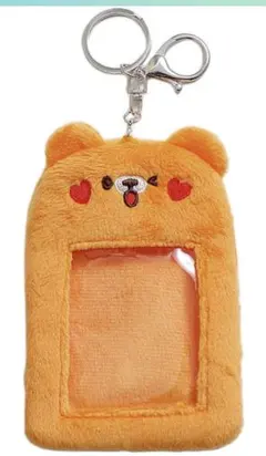 トレカケース　韓国　キャラクター　くま　ふわふわ　オレンジ　カードホルダー