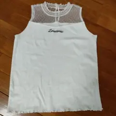 Lovetoxic ホワイト ノースリーブレースタンクトップ