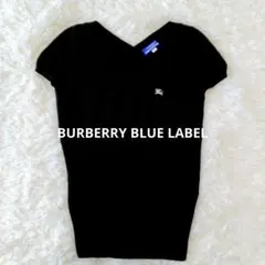 BURBERRY BLUE LABEL　半袖ニット　パフスリーブ　ブラック