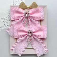 【ハンドメイド】ピンク色フリルリボン ヘアクリップ 量産型 地雷系 ゆめかわいい