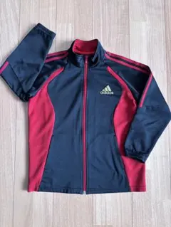 美品【adidas】 赤黒ジャージ上 140cmゴールドロゴ季節の変わり目にも！