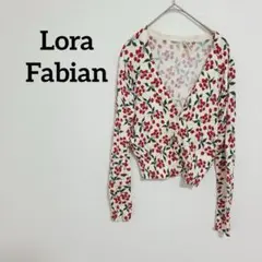 Lora Fabian さくらんぼ クロップドカーディガン ホワイト
