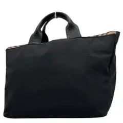 美品 バーバリー バッグ ハンド ブラック ナイロン ノバチェック
