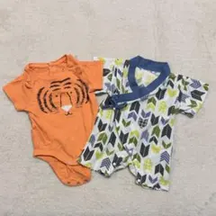 【50〜60】BABYGAPあり 夏ロンパース2点セット 甚平風 和柄 半袖