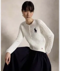 【完売品】POLO ビッグポニー　クロシェイド コットン カーディガンのサムネイル