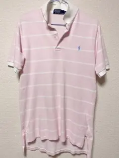 Polo by Ralph Lauren ピンクストライプ ポロシャツ L