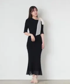 SNIDEL ショルダーリボンアシンメニットワンピース