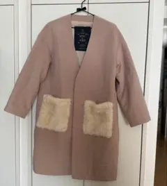 ファー付きポケット ロングコート Fサイズ キャメル ベージュ