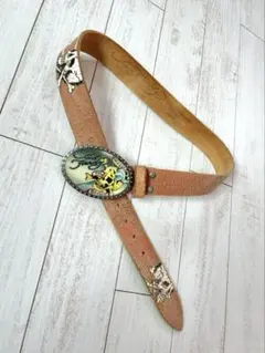 y2k 平成　ed hardy エドハーディー　スカル　本革　レザーベルトのサムネイル