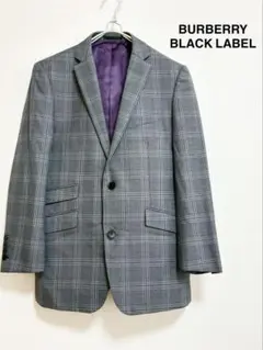 【美品】BURBERRY バーバリーブラックレーベル シルク混グレ一 チェック