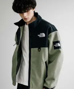 美品★ ノースフェイス ボア フリース ジャケット カーキ ロゴ XL 韓国限定