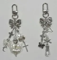 ハンドメイド ビーズキーホルダー シルバー y2k コレクトブック 韓国