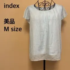 【美品】index/シースルートップス/ギンガムチェック/ライトブルー/半袖のサムネイル