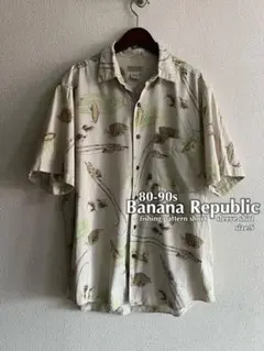 80-90s BananaRepublic トラウト フィッシング 半袖 シャツのサムネイル