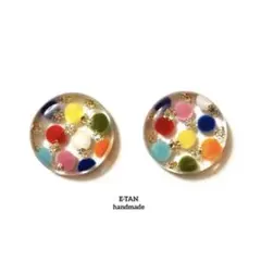 ハンドメイドピアス　No.445 可愛い　カラフル　ドット柄　ラメ　クリア
