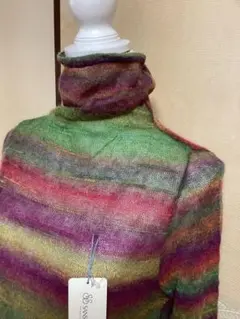 新品　日本製　ボーダー柄セーター　モヘア入り