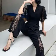 木曜までセール❣️叶える美脚❣️新品✨マノンデザイン パンツドレス レース