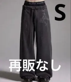 GRANCY ラインストーンデザインレイヤードスウェットパンツ グレー