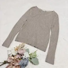 【ジーユー】GU ワイドリブVネックセーター ニット 長袖 ブラウン M