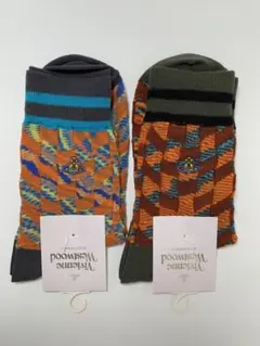 ヴィヴィアンウエストウッド ジオメトリックチェッカー クルーソックス2点新品